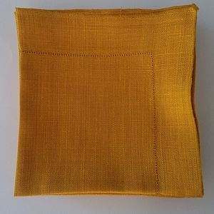9 Vintage Gold Linen Napkins 17" Square